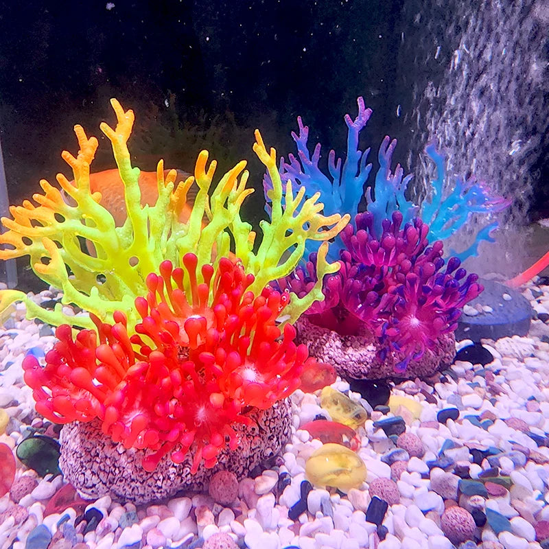 Artificial Silicone Underwater Coral Aquarium Fish Tank Simulation Decoration Aquarium Backgrounds Plants Water Grass Decora