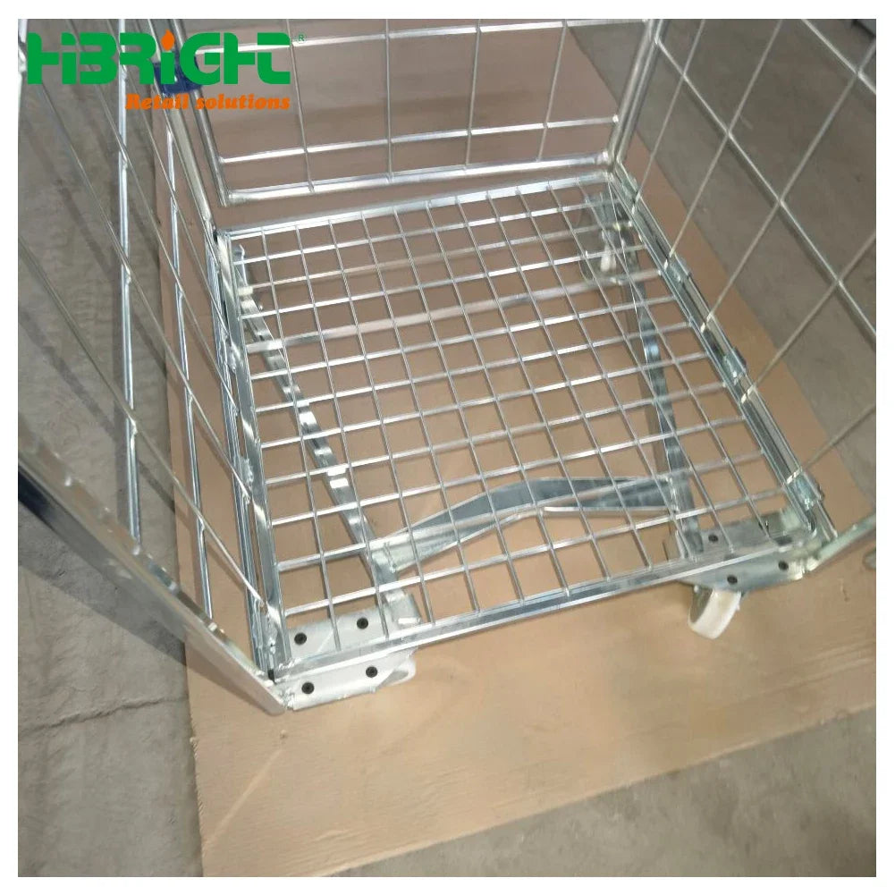 4 Sided Secure Supermarket Warehouse Cargo Industry Steel Storage Roll Cage