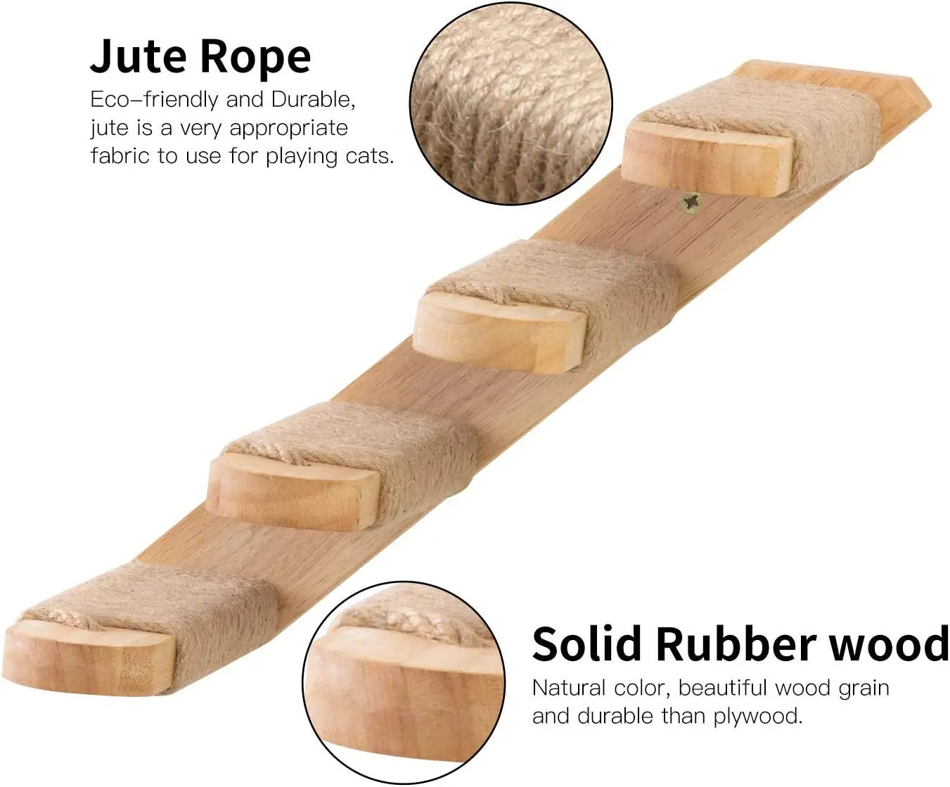 Cat Tree Tower Wooden Cat Climbing Shelves Cat Hammock Safe Perch Detachable & Easy-cleaning Wall Mounted Ladders Pet Furniture
