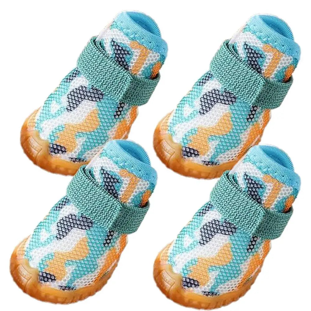Summer Dog Shoes 4PCS Breathable Shoes For Small Dogs Boots Booties Paw Protector Puppy Shoes Anti-Slip Sole Cat Shoes Boots