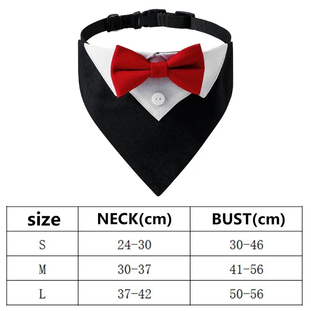 Dog Wedding Bandana Collar Dog Collar Bow Tie Breathable Dog Tuxedo Adjustable Neck Scarf for Weddings Parties Birthdays