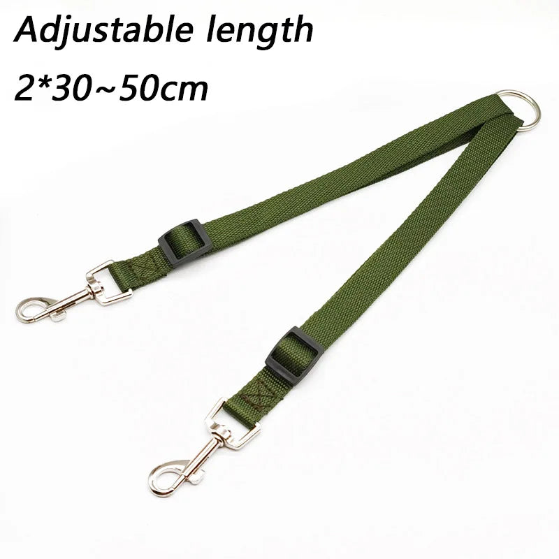 Double Twin Dual Coupler Dog Leash Two in One Strong Nylon V Shape Adjustable Pet Dog Leash Colorful Two Ways 2 Dogs Pet Lead
