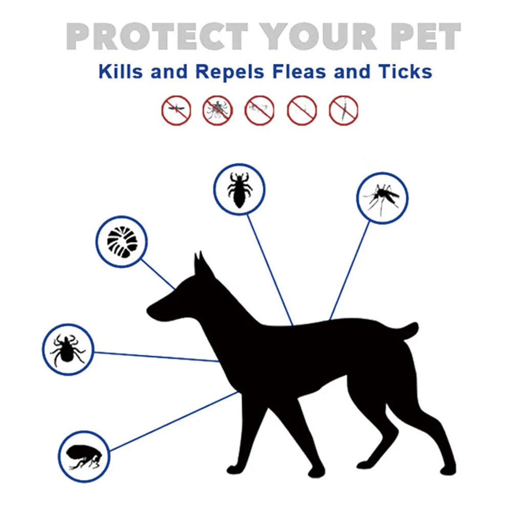 Adjustable Pet Flea and Tick Collar for Dogs 8 Months Prevention Cat Dog Collar Anti-Mosquito Insect Pest Repellent Pet Supplies