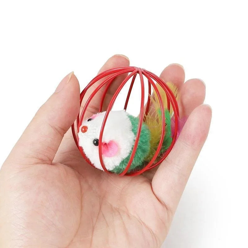 Cat Toy Pet Cat Kitten Playing Mouse Rat Mice Ball Cage Toys Pet Supplies Random Color аксесуари для котів