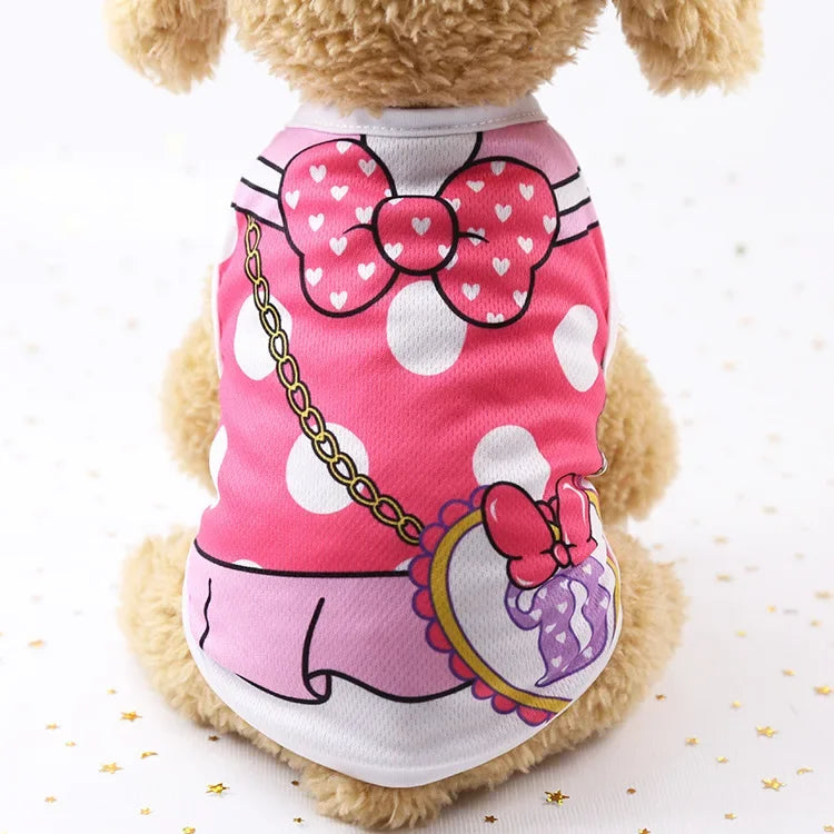 Summer Small Dog Shirt Clothes Vest Down Jacket Cartoon Cute Chihuahua Tshirt Puppy Yorkshire Terrier Puppy Bulldog Ropa Perro
