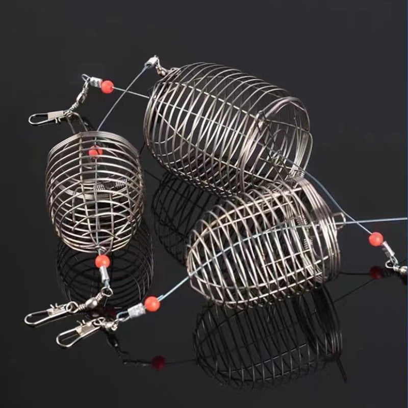 Stainless Steel Aquarium Small Fishing Bait Feeder Fish Tank Crystal Shrimp Dry Food Feeding Fishing Lure Cage Trap Basket
