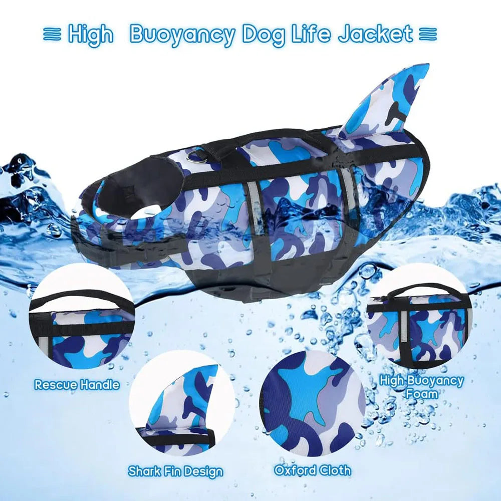 Dog Life Jacket Lightweight Adjustable High Visibility Dog Life Vest for Swimming High Flotation Reflective Life Jacket for Dogs