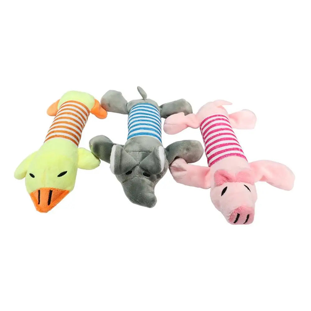 Pet Toys Cute Pet Chewing Teething Toys Cartoon Embroidery Bite-resistant Decompression Duck Pig Elephant Sounding Toys
