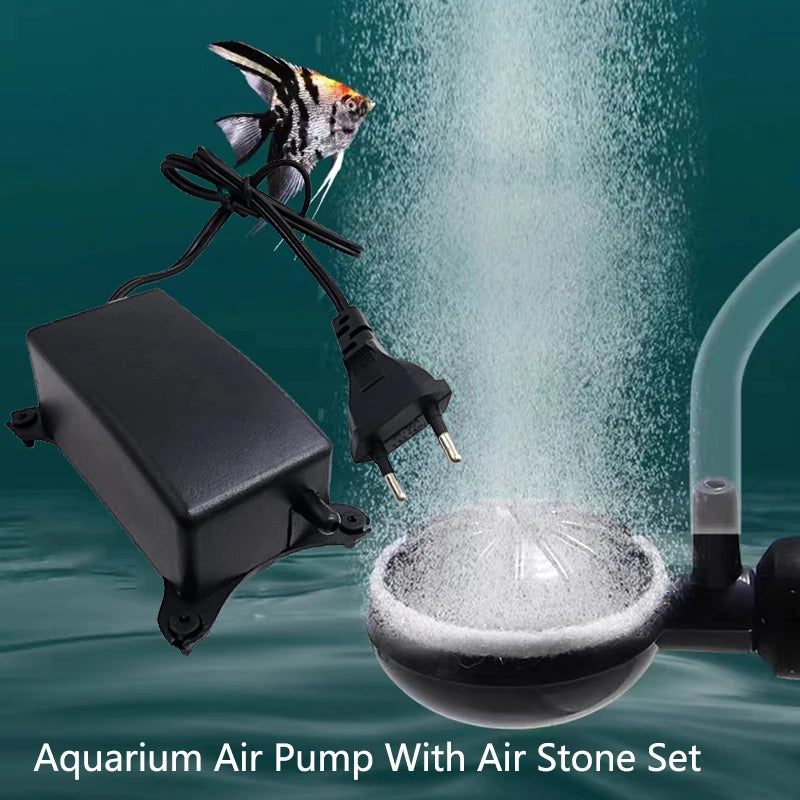 1Set Plastic Aquarium Air Stone With 2W Air Pump Pond Fish Tank Pump Aerator Aeration Hydroponic Oxygen Air Stone with Tube