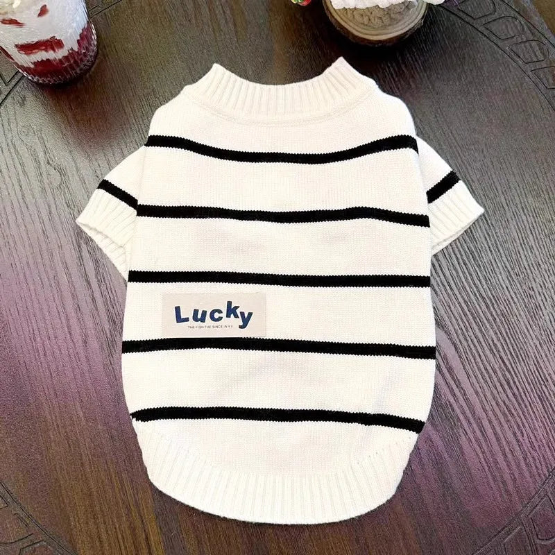 Dog Sweater for Small Dogs Luxury Dog Clothes Striped Pet Cardigan Knitted Coat Chihuahua Costume Bichon Clothing Puppy Jacket