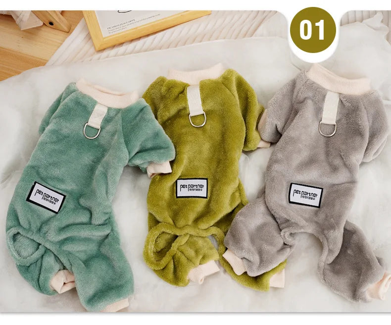 Thermal Flannel Winter Dog Pajamas for Small Dogs Cold Weather Warm Clothes Puppy Onesie Jumpsuit Yorkie Overalls for Dogs