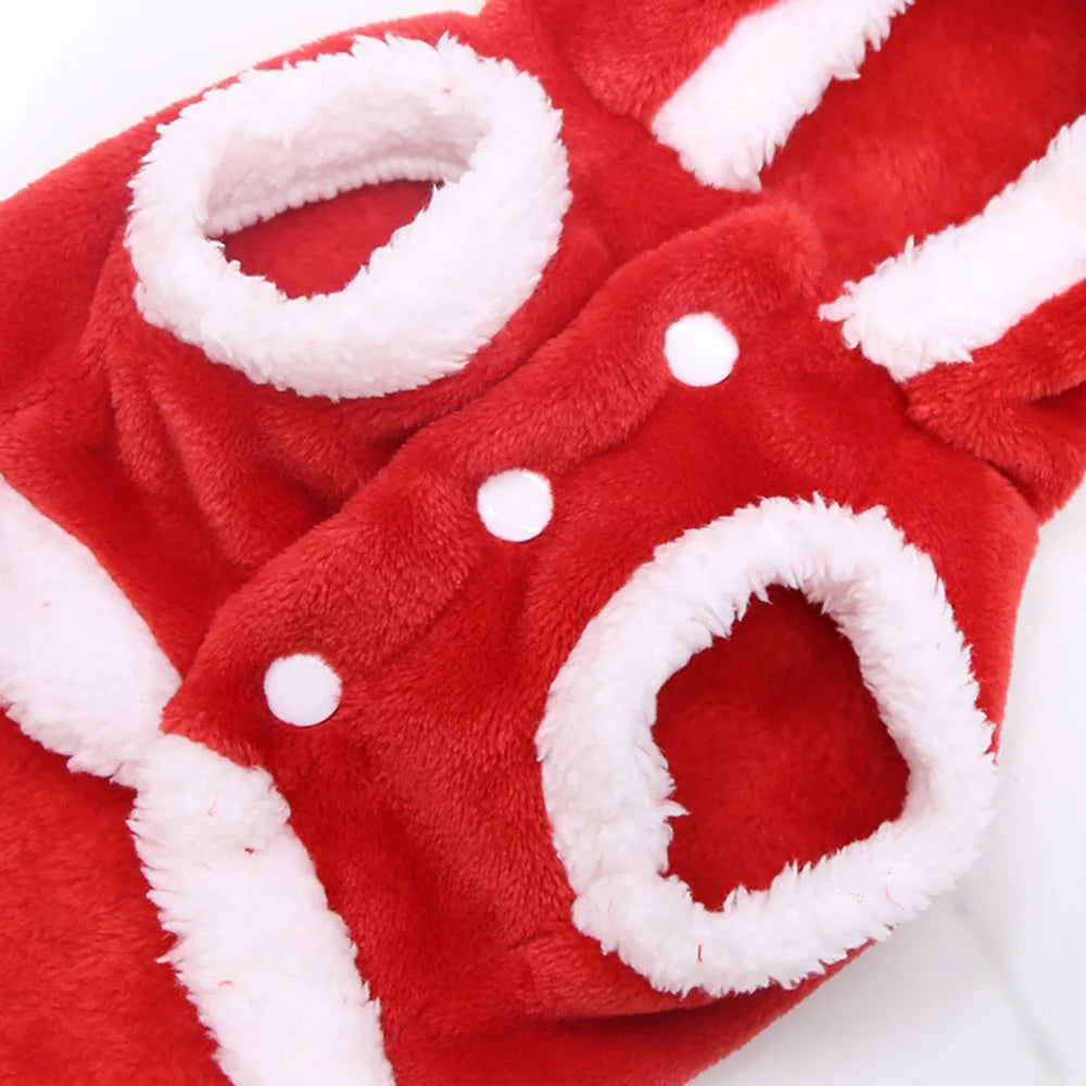 Christmas Dog Clothes Hoodie Pet Dog Sweater Flannel Antlers Scarf Winter Warm Small Dog Outfit Cat Hooded Clothing Costume Coat