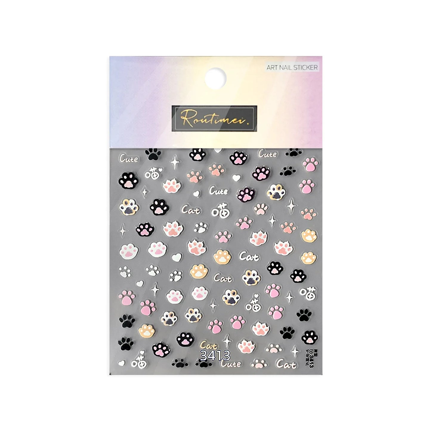 1pcs Cute Cat Claw 3D Jelly Relief Nail Stickers 3D Adhesive Stickers For Nails DIY Japanese Kawaii Slider Nail Art Decorations