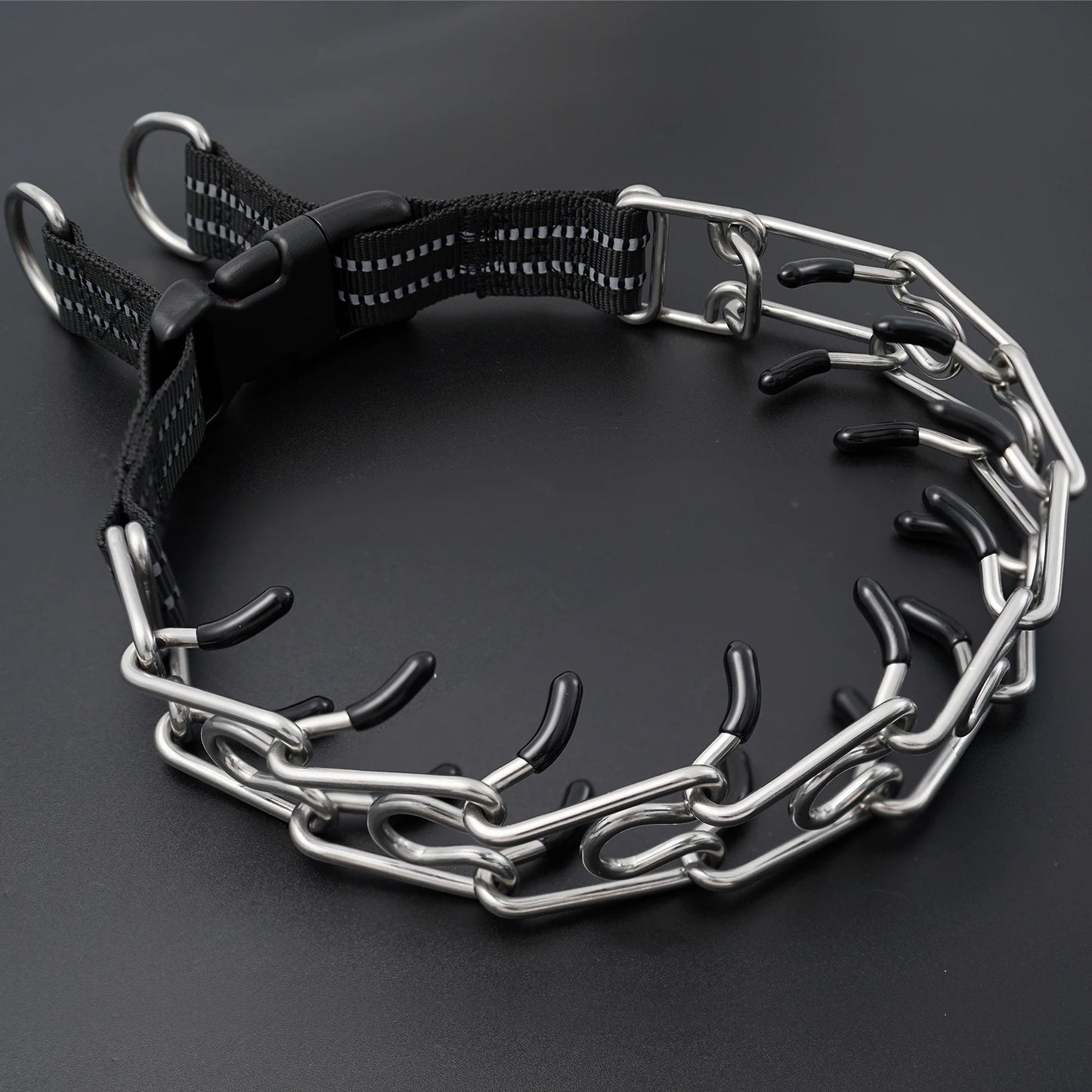 Reflective Dog Pinch Collar for a Small, Medium, Large Dog Stainless Steel No Pull Dog Collar with a Quick Release Buckle
