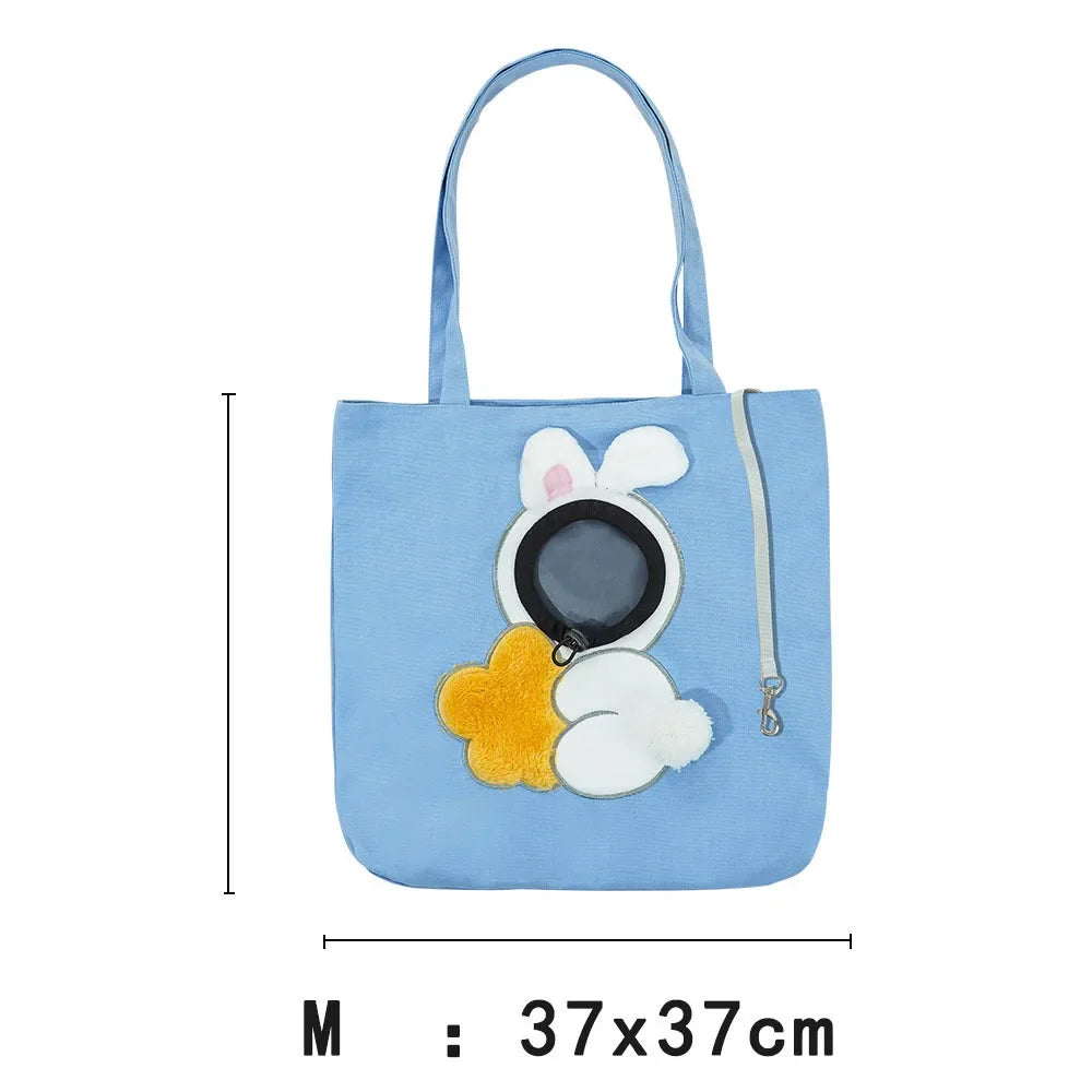 Pet Canvas Shoulder Bag Bee Rabbit Dinosaur Shape Cute Cat Carrier Portable Shoulder Carrying Bag Chest Cat Bag Outdoor Cat Tote