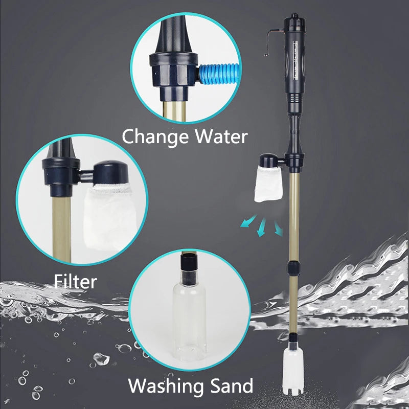 Fish Tank Siphon Water Change Aquarium Cleaning Tools Filter Water ExChanger Pump Sand Hose Tube Battery Powered Gravel Cleaner