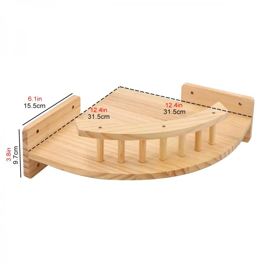 Cat Wall Mounted Solid Wooden Furniture Climbing Ladder and Cat Hammock with Scratching Post for Activity Indoor Cats Perches
