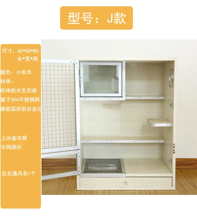 Squirrel Dragon Cat Dog Cat Iron Cage Wooden Cabinet Cage Ecological Board Ice Nest Stainless Steel Net Villa Non-acrylic Cage