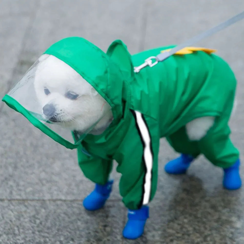 Small Dog All-Body Waterproof Raincoat Funny Animal Shaped Pet Puppy Raincoat Dog Rain Coat Hooded Clothing Outdoor Reflective