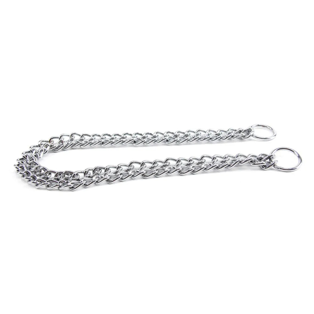 Chain Dog Training Choke Collar Adjustable Double Row Stainless Steel Chain Slip Collar Strong & Durable Dog Slip P Chain Collar