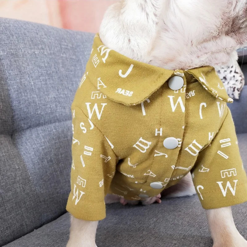 Casual Pet Dog Cotton T-Shirt Pets Fashion Letter Print Clothes For Small Medium Dog Cat French Bulldog Chihuahua Teddy Clothing