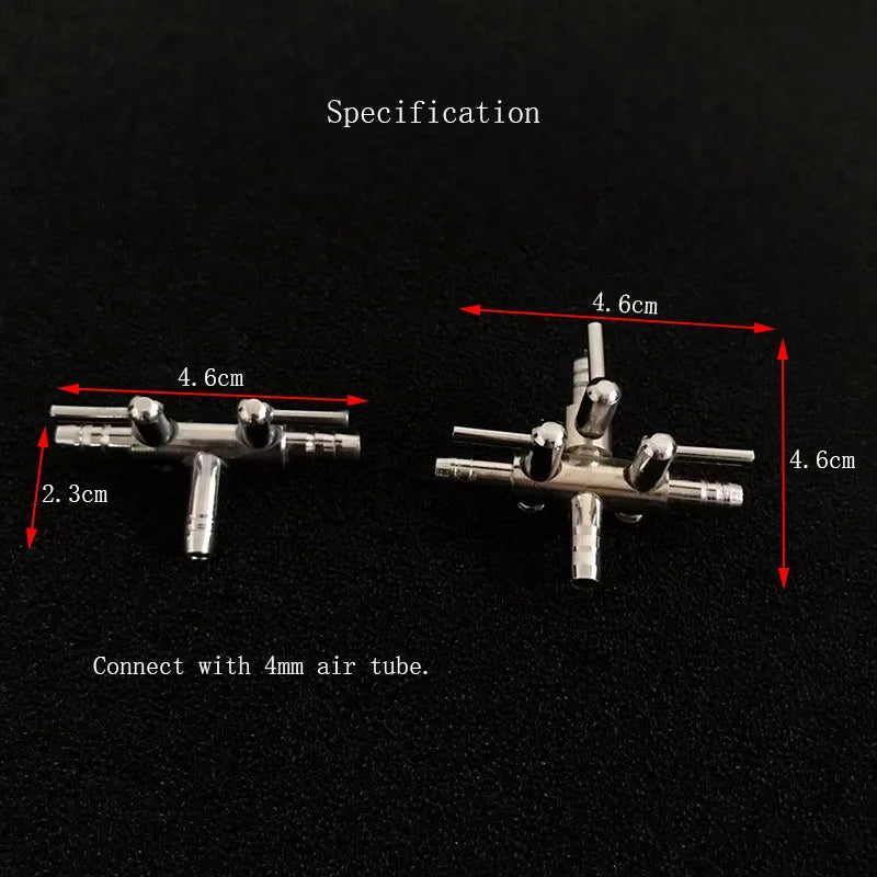 4 Ways 4mm Stainless Steel Aquarium Tank Air Pump Air Flow Tube Pipe Line Stainless Steel Control Valve Air Pump Accessories New
