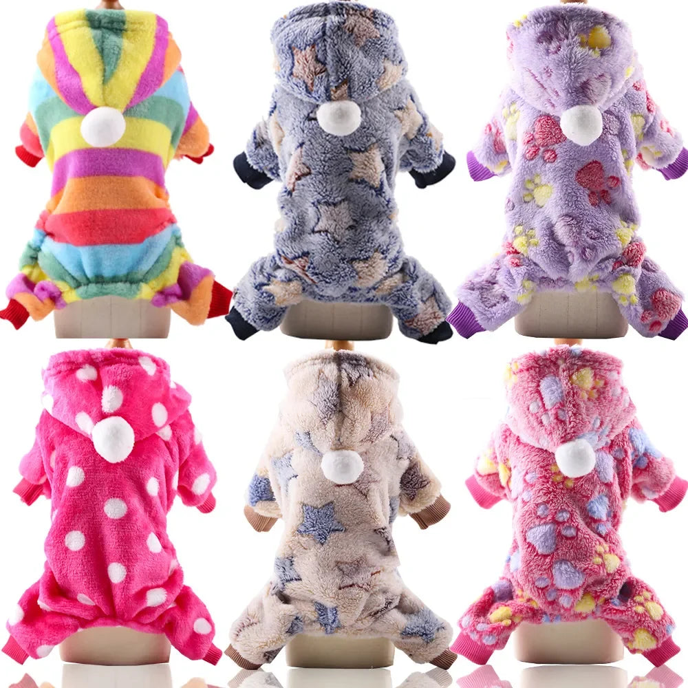 Pet Dog Soft Warm Jumpsuits Clothing for Dogs Pajamas Fleece Small Puppy Coat Pet Outfits Hoodie Clothing Cats Clothes Christmas