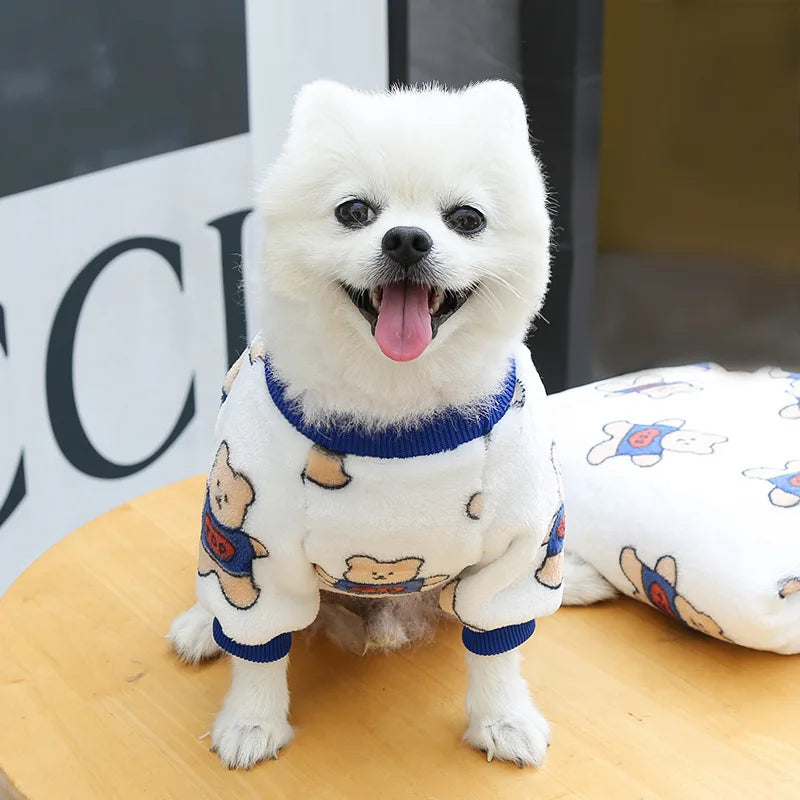 Funny Monkey Print Winter Dog Clothes French Bulldog Flannel Winter Dog Hoodies Medium Puppy Clothing for Cat Christmas Costume