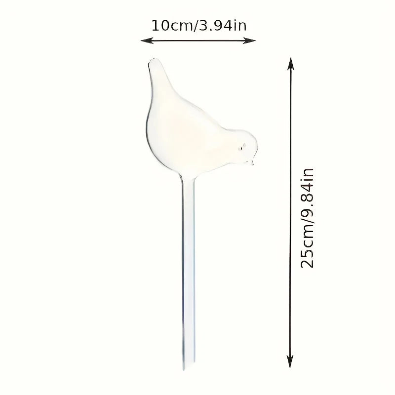 2pc Plant Waterer Self Watering Sphere, Bird shaped Hand Blowed Plastic Transparent Water Beads