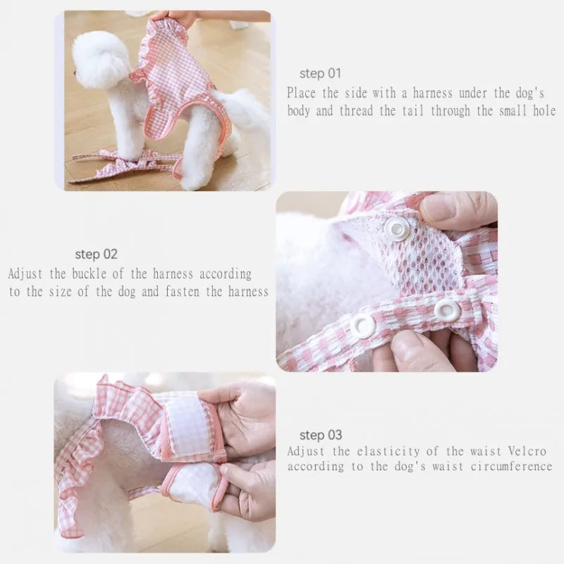 Washable Female Dog Diapers Suspenders Plaid Pet Physiological Pants Dog Shorts for Small Dogs Pet Products Cute Dog Underwear