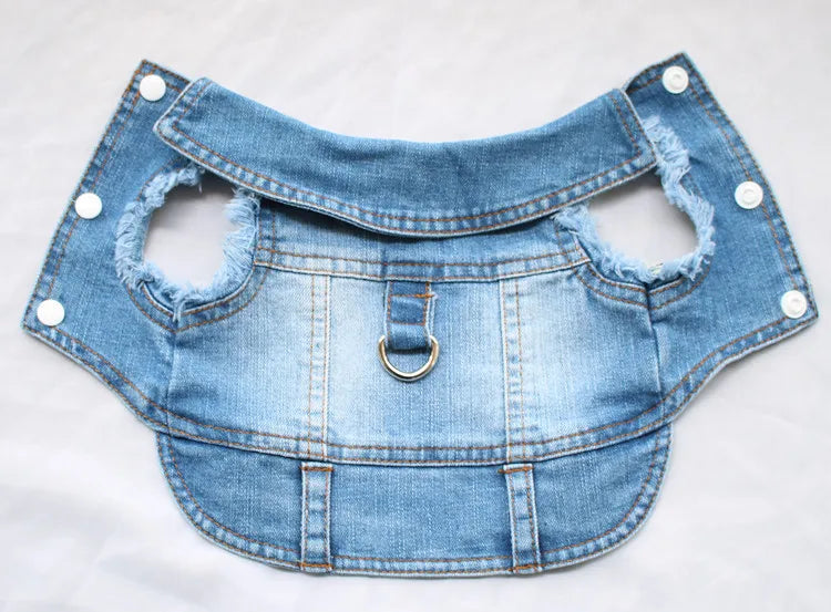 NEW Dog Denim Jacket with Leash Dring, Spring Summer Pet Jeans Vest Clothes for Small Medium Dogs Chihuahua Yorkies Bulldog