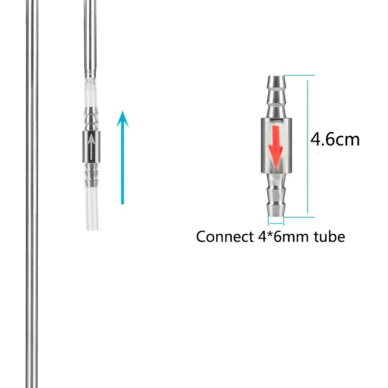 Stainless Steel Fish Aquarium Air Pump Check Valve One Way Non-Return Check Valve Aquarium Co2 System Air Pump Accessories