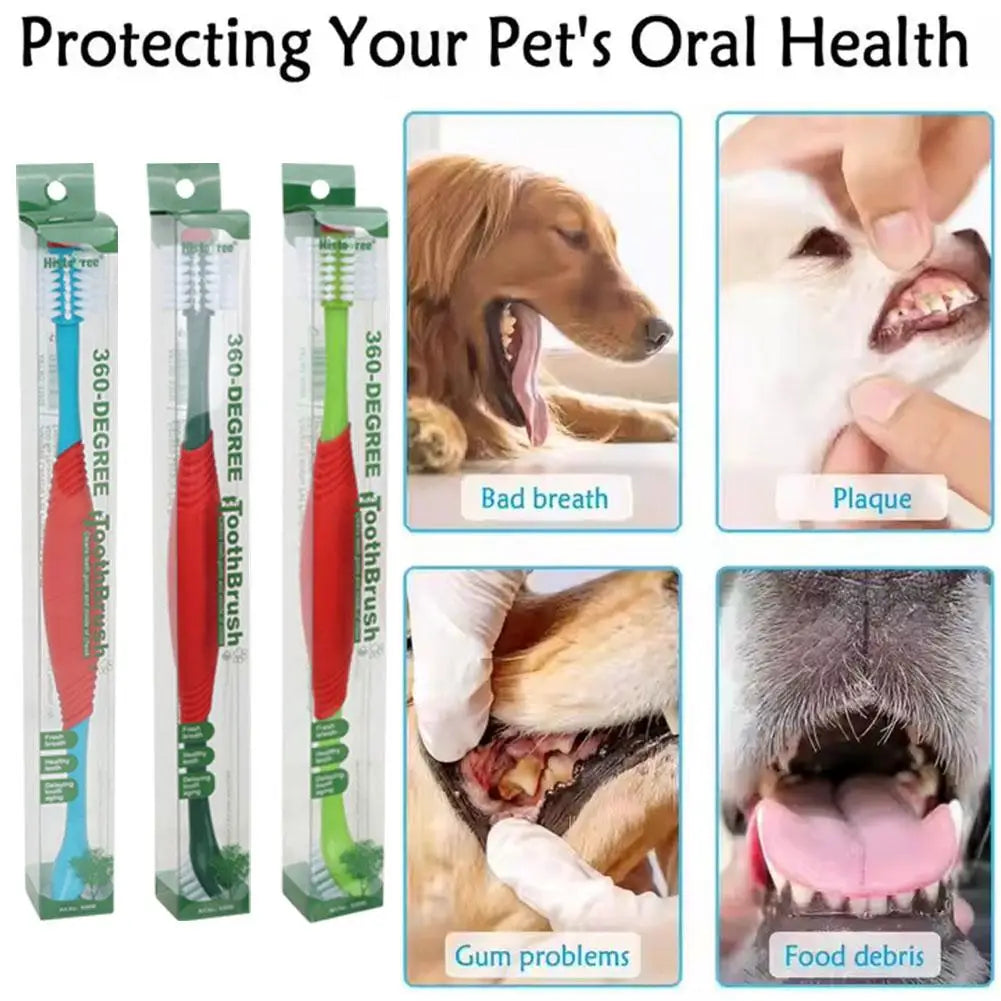 Double Head Pet Toothbrush Cat Dog Pet Cleaning Toothbrush Safe Food Grade Material Non-irritating Soft Hair Maintain Pet Oral H