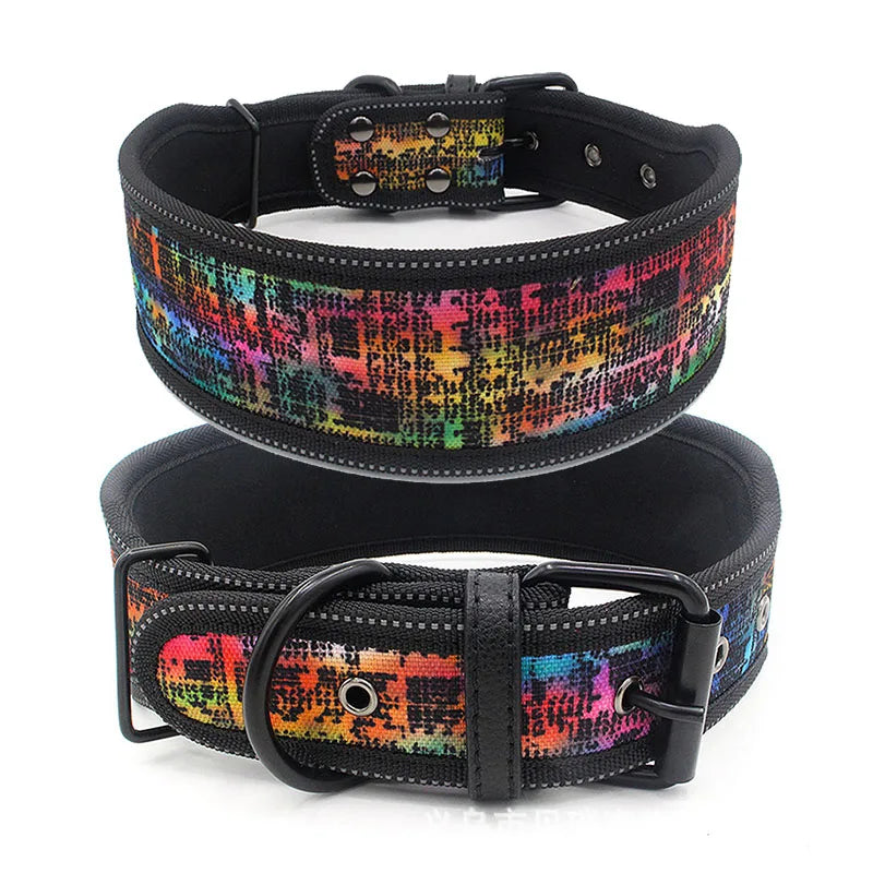 Reflective Puppy Big Dog Collar with Buckle Soft Padded Wide Adjustable Pet Collar for Medium Large Dogs Pitbull Leash Dog Chain