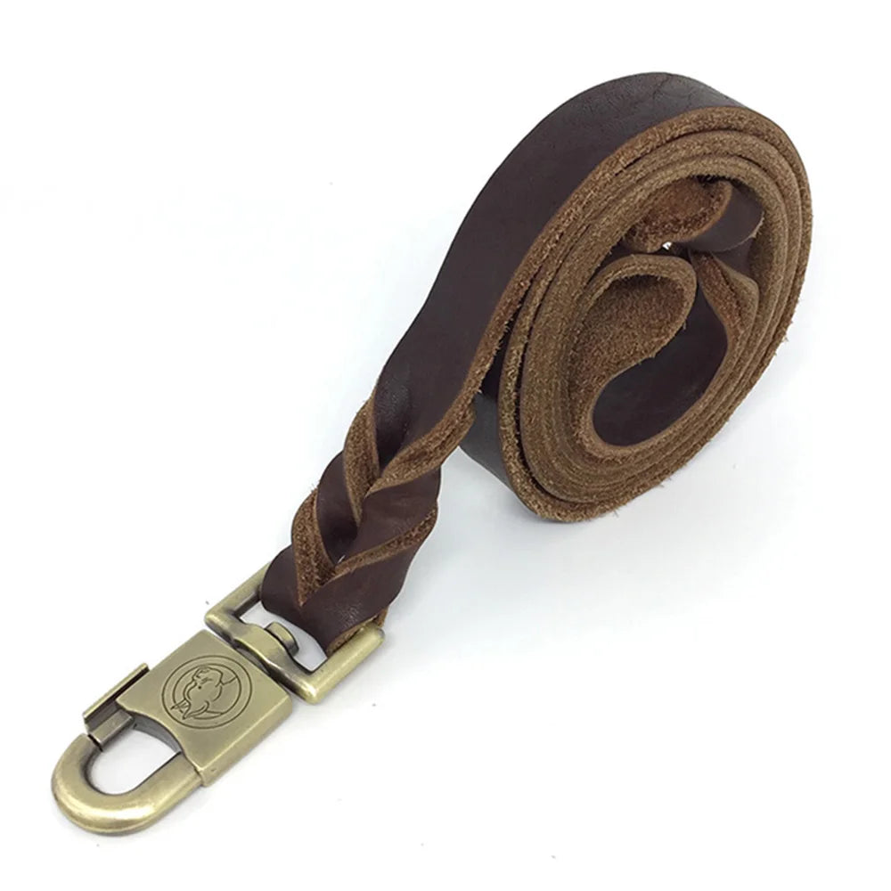 Heavy Duty Leash for Dogs Soft Hand-stitched Thick Real Leather Dog Leash Military Grade Dog Lead Training Leash for Large Dogs