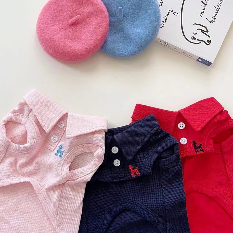 Summer Puppy Clothes Solid Dog Polo Shirt Teddy Bichon Frise Chihuahua Dog Pullover Cat Dog Sweatshirt Pet Cooling Vest Clothing