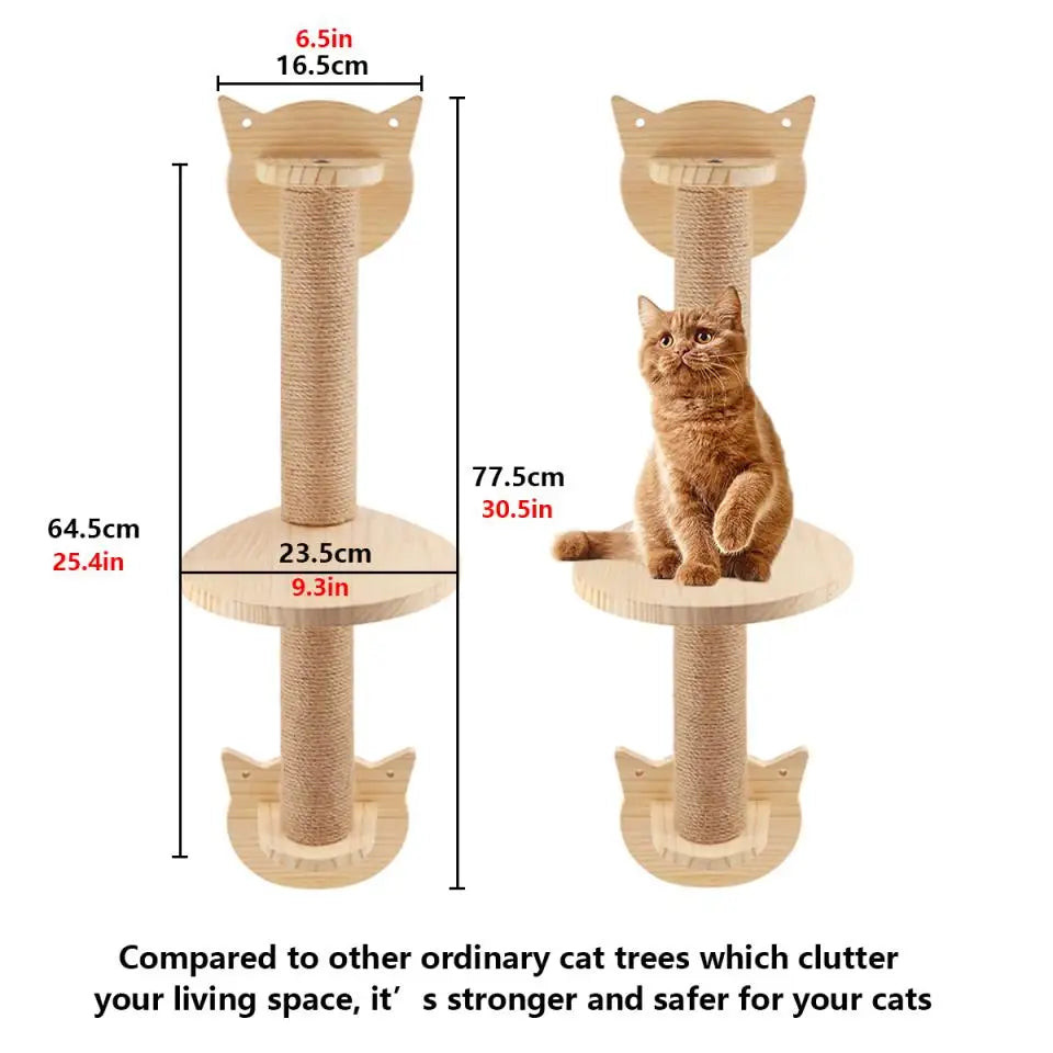 Cat Climbing Shelf Furniture Wooden Shelves for Cats Perches Activity Cat Tree Scraper Stairs Scratching Post Cat Wall Furniture