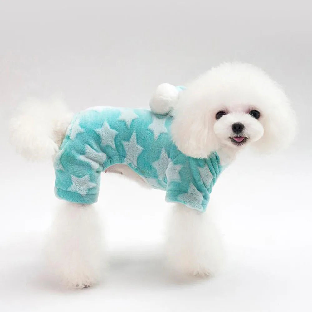 Soft Dog Pajamas Pjs Small Dogs Sweater Warm Doggy Winter Clothes Puppy Jumpsuit Flannel Onesie for Chihuahua Pet Cat Clothing