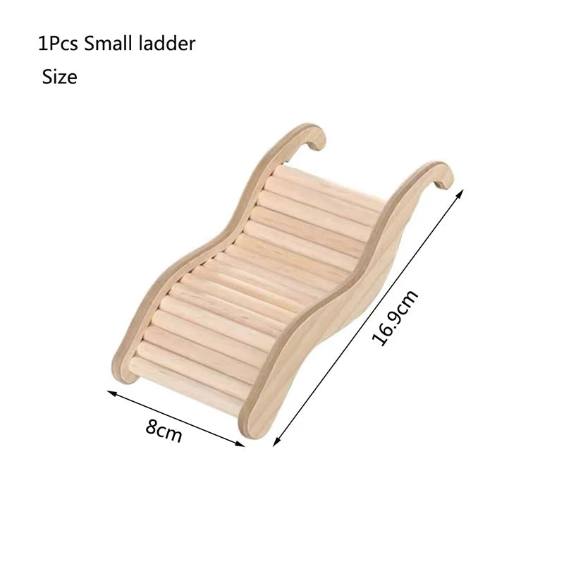 Smooth Hamster Hideaway Wooden Hamster House with Climbing Ladder Small Pet Castle Arch Bridge for Dwarf Mice Gerbils Small Pets