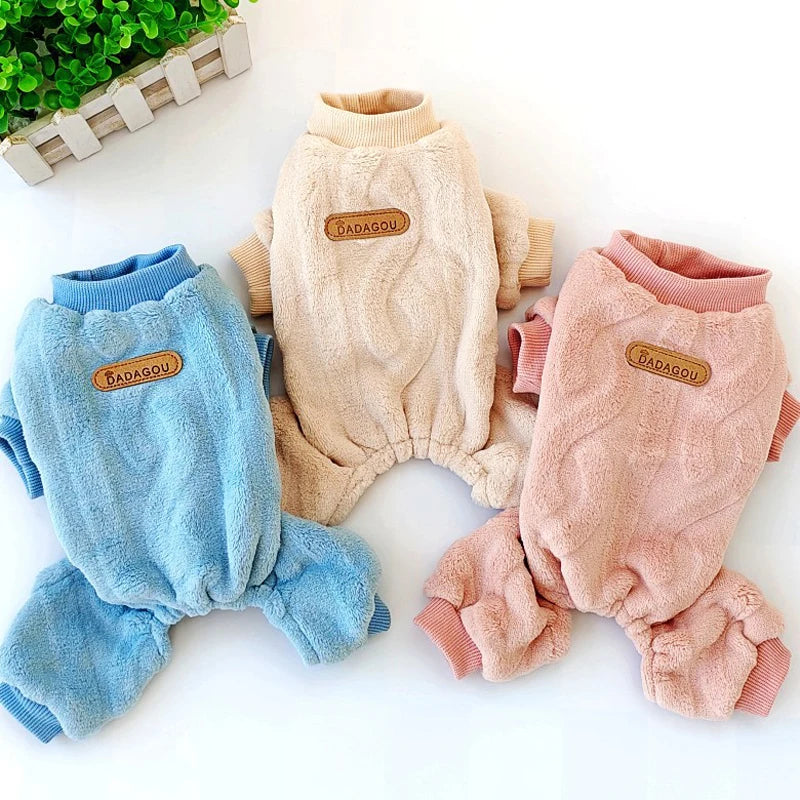 Luxury Fashion Thermal Fleece Dog Pajamas Onesie Winter Puppy Jumpsuit Poodle Chihuahua Yorkie Boy Dog Clothes for Small Dogs