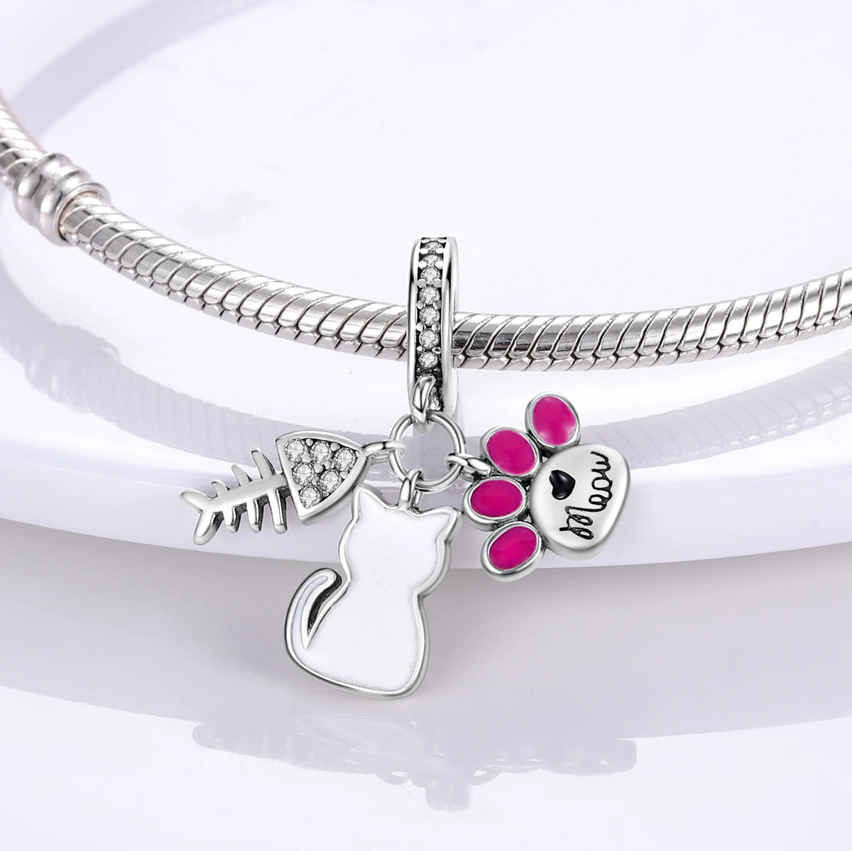 MULA 1PC Coffee Pet Moon Star Silver Plated Pendant Fit Original Snake Chain Charm Bracelet DIY Women Jewelry Gift
