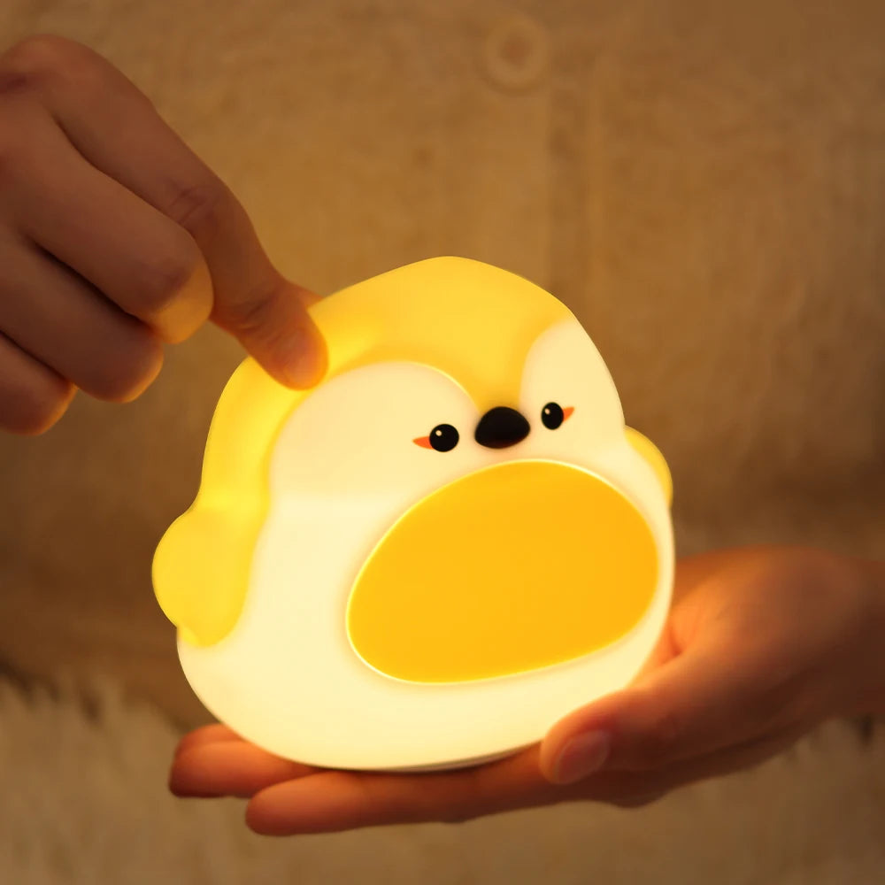 Cute Animals Silicone Night Light, Patting Light, Sleep Light, Baby Octopus Robin Bird Panda - for Room Decor, Gift for Children