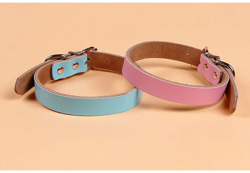 Adjustable Dog Collars Genuine Leather Pet Dog Collar Leash Lead For Small Medium Large Dogs Bulldog Pugs Beagle Dogs Supplies