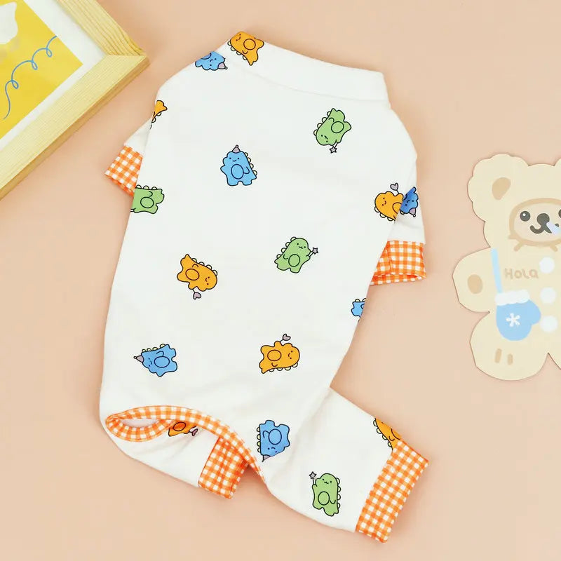 Striped Pet Dog Jumpsuit Spring Autumn Medium Small Dog Clothes Cute Bear Pattern Pet Pajamas Kitten Puppy Sweatshirt Dog Coat