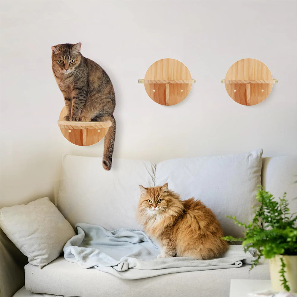 Cat Wooden Furniture Wall Mounted Scratching Posts Hammock Platform Extended Cat Scratching Post for Cat Health and Play indoors