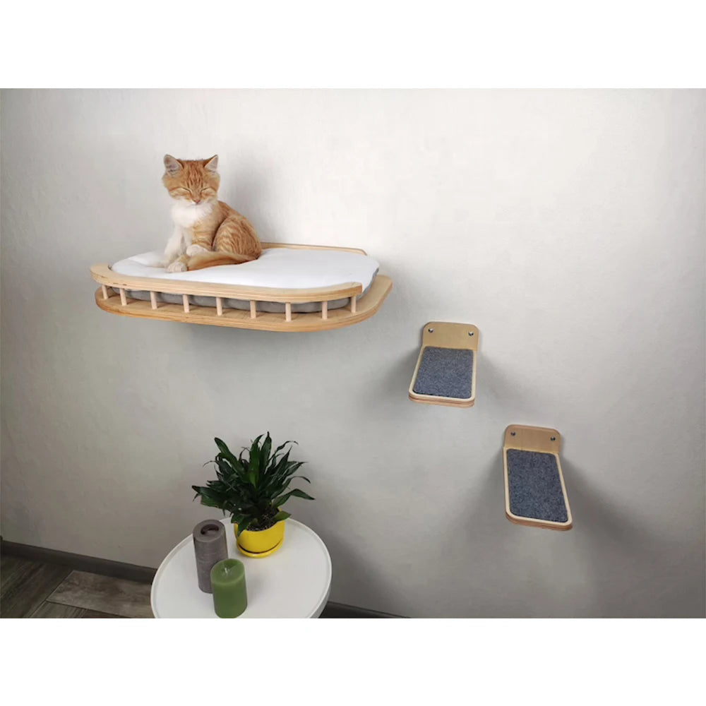 Wholesale Pet wall furniture wall bed Cat tree tower Cat shelves with steps Cat jungle gym house furniture
