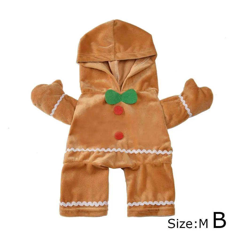 Cute Gingerbread Man Pet Costume Christmas Atmosphere Creative Puppy Hoodie Soft And Comfortable Cotton Kitten Clothes 30cm