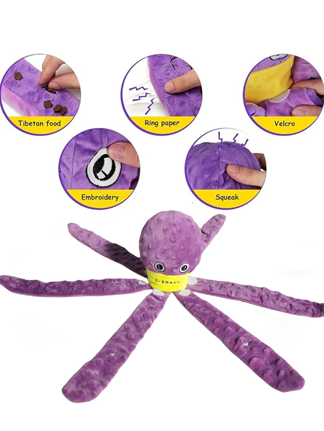 Dog Enrichment Toys,Octopus Dog Toys,Dog Snuffle Toy,Helps pets eat slowly, Dog Puzzle Game Interactive Toy,Slow Feeder Game