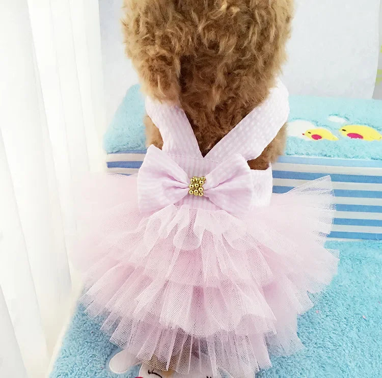10PCS Pets Accessaries Dogs Cats Princess Flower Lace Dress For Pet Wedding Party Spring Summer small Teddy girl ropa para perro