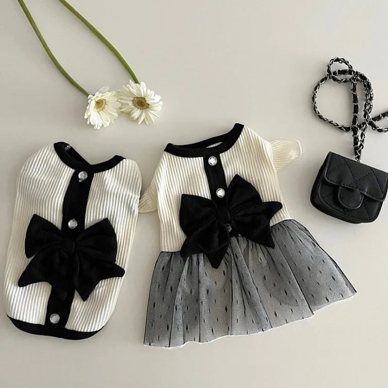 Summer Puppy Clothes Luxury Dog Dress Bow Lace Dog Skirt Cotton Dog T Shirt Girls Dog Costume Chihuahua Bichon Clothing Apparel